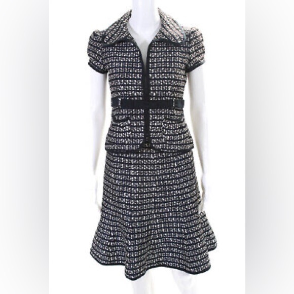 🆕 Deep Navy & White Tweed Skirt Suit - Nanette Lepore - Picture 1 of 16